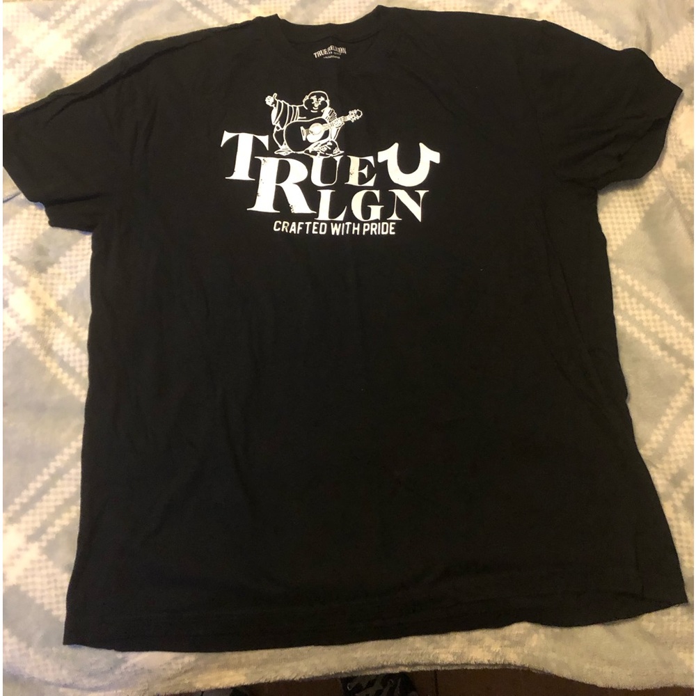 TRUE RELIGION BUDDHA LOGO TEE SHIRT BLACK MENS SIZE XL